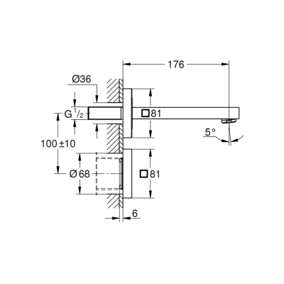 Grohe Eurocube E Ankastre Fotoselli Lavabo Bataryası, Tek Su Girişli - 36442000 - 2