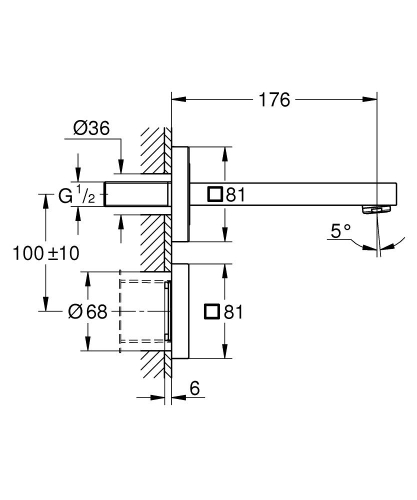 Grohe Eurocube E Ankastre Fotoselli Lavabo Bataryası, Tek Su Girişli - 36442000 - 3