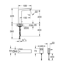 Grohe Eurocube E Fotoselli Lavabo Bataryası, 1/2