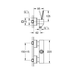 Grohe Eurocube Joy Tek Kumandalı Duş Bataryası - 23665000 - 2