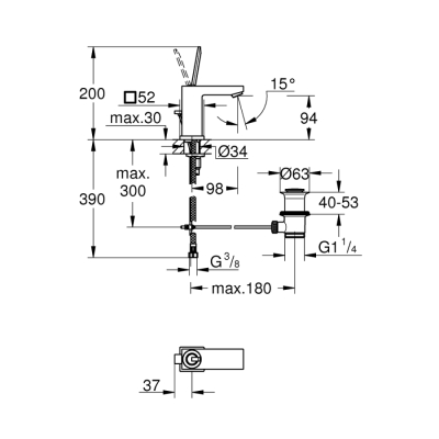 Grohe Eurocube Joy Tek Kumandalı Lavabo Bataryası
S-Boyut - 23654000 - 2