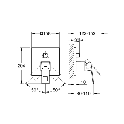 Grohe Eurocube Tek Kumandalı 3 Yönlü Banyo Bataryası - 24094000 - 2