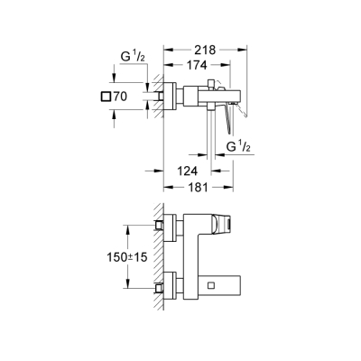 Grohe Eurocube Tek Kumandalı Banyo Bataryası - 23140000 - 2