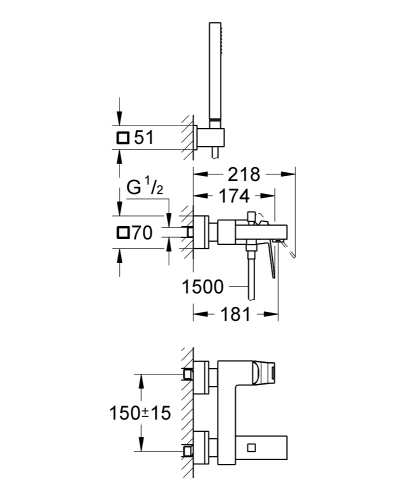 Grohe Eurocube Tek Kumandalı Banyo Bataryası - 23141000 - 3