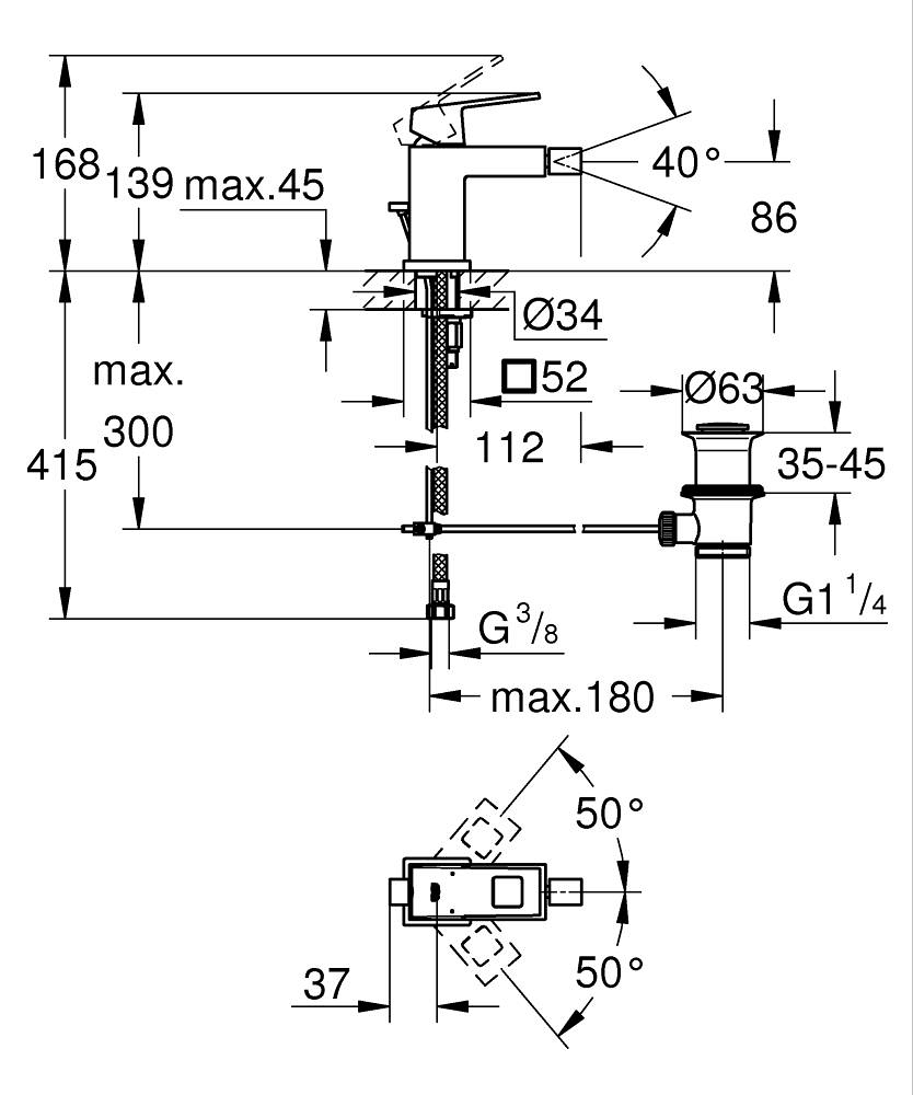 Grohe Eurocube Tek Kumandalı Bide Bataryası
S-Boyut - 23138000 - 3