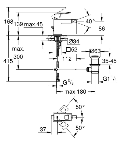 Grohe Eurocube Tek Kumandalı Bide Bataryası
S-Boyut - 23138000 - 3