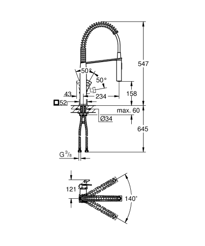 Grohe Eurocube Tek Kumandalı Eviye Bataryası - 31395Dc0 - 3
