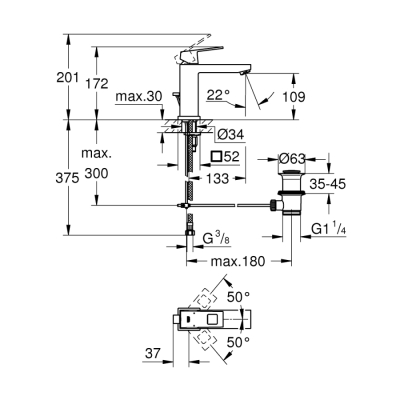 Grohe Eurocube Tek Kumandalı Lavabo Bataryası
M-Boyut - 23445Al0 - 2