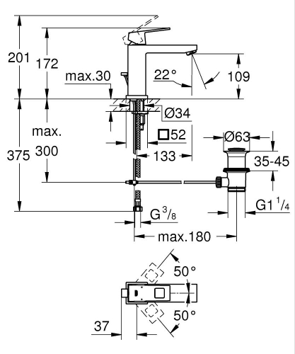 Grohe Eurocube Tek Kumandalı Lavabo Bataryası
M-Boyut - 23445Dc0 - 5