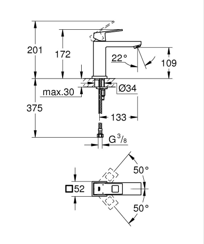 Grohe Eurocube Tek Kumandalı Lavabo Bataryası
M-Boyut - 23446000 - 3