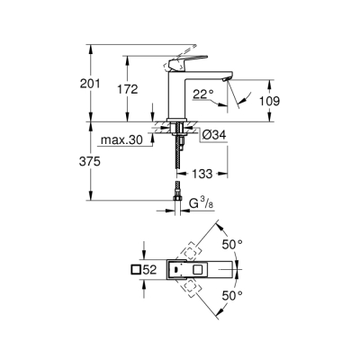 Grohe Eurocube Tek Kumandalı Lavabo Bataryası
M-Boyut - 23446000 - 2