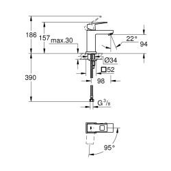 Grohe Eurocube Tek Kumandalı Lavabo Bataryası
S - Boyut - 2339200E - 2