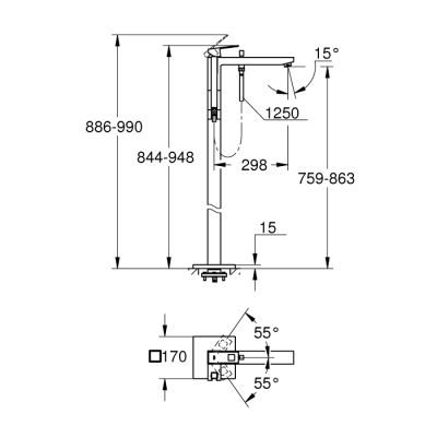 Grohe Eurocube Yerden Küvet Bataryası - 23672001 - 2