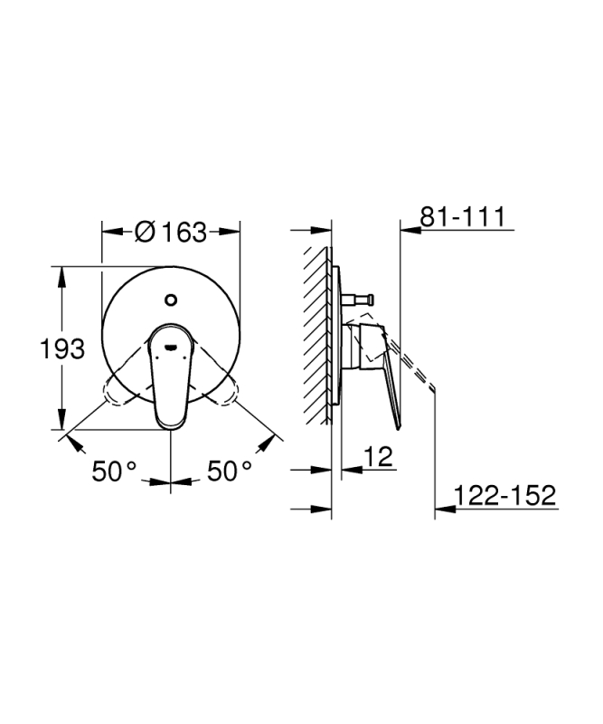 Grohe Eurodisc Cosmopolitan Ankastre Banyo/Duş Bataryası - 19548002 - 3