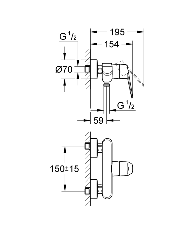 Grohe Eurodisc Cosmopolitan Tek Kumandalı Duş Bataryası - 33569002 - 3