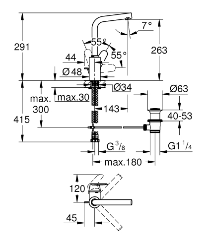 Grohe Eurodisc Cosmopolitan Tek Kumandalı Lavabo Bataryası 1/2
