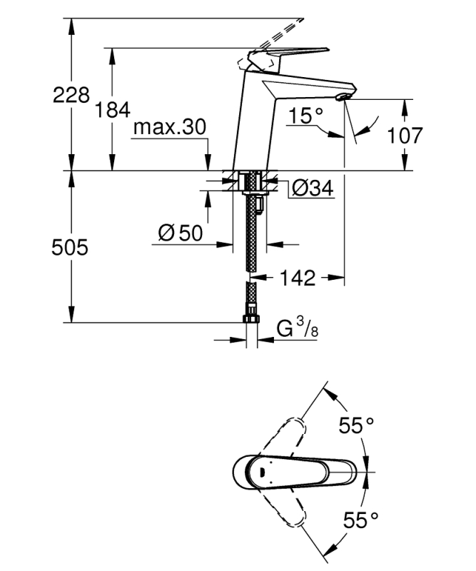 Grohe Eurodisc Cosmopolitan Tek Kumandalı Lavabo Bataryası
M-Boyut - 23449002 - 3