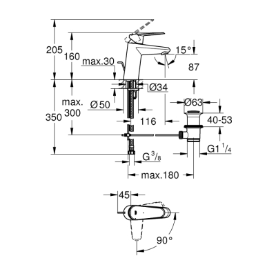 Grohe Eurodisc Cosmopolitan Tek Kumandalı Lavabo Bataryası
S-Boyut - 2338420E - 2