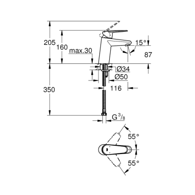 Grohe Eurodisc Cosmopolitan Tek Kumandalı Lavabo Bataryası
S-Boyut - 3246920E - 2