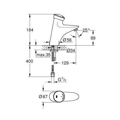 Grohe Eurodisc Se Zaman Ayarlı Lavabo Bataryası 1/2