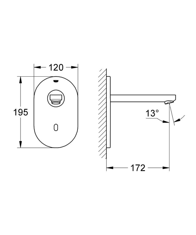Grohe Euroeco Cosmopolitan E Ankastre Fotoselli Lavabo Bataryası, Tek Su Girişli - 36273000 - 3