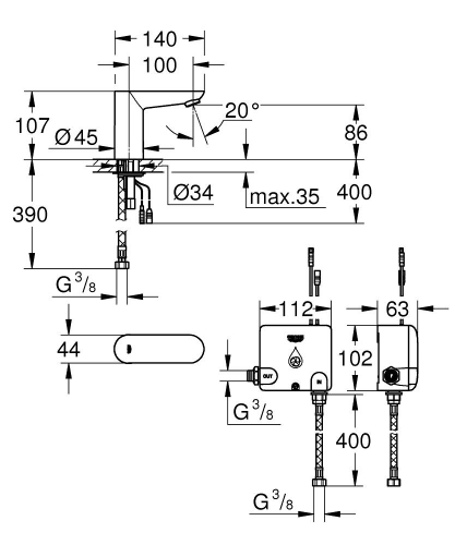 Grohe Euroeco Cosmopolitan E Powerbox - 36384000 - 3