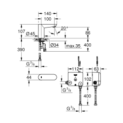 Grohe Euroeco Cosmopolitan E Powerbox - 36384000 - 2