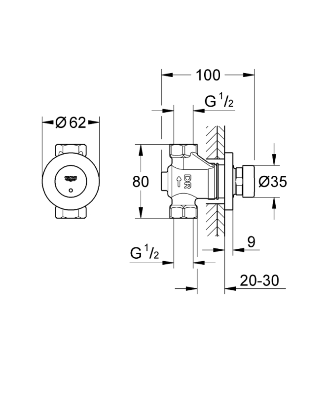 Grohe Euroeco Cosmopolitan T Zaman Ayarlı Duş Valfi - 36268000 - 3