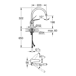 Grohe Euroeco Special Tek Kumandalı Eviye Bataryası - 32786000 - 2