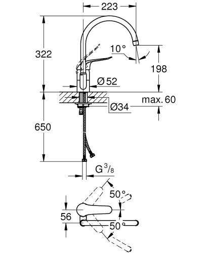Grohe Euroeco Special Tek Kumandalı Eviye Bataryası - 32786000 - 3