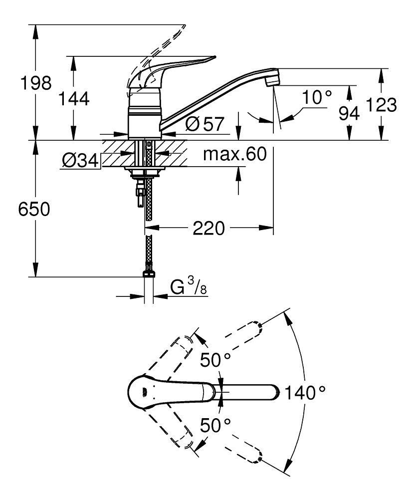 Grohe Euroeco Special Tek Kumandalı Eviye Bataryası - 32787000 - 3