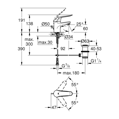 Grohe Euroeco Special Tek Kumandalı Lavabo Bataryası - 32763000 - 2