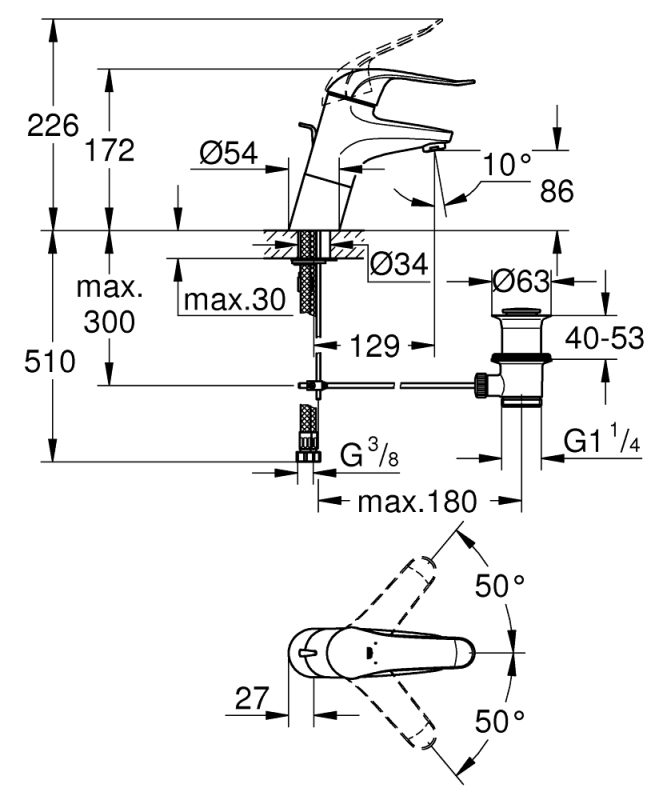 Grohe Euroeco Special Tek Kumandalı Lavabo Bataryası - 32766000 - 3