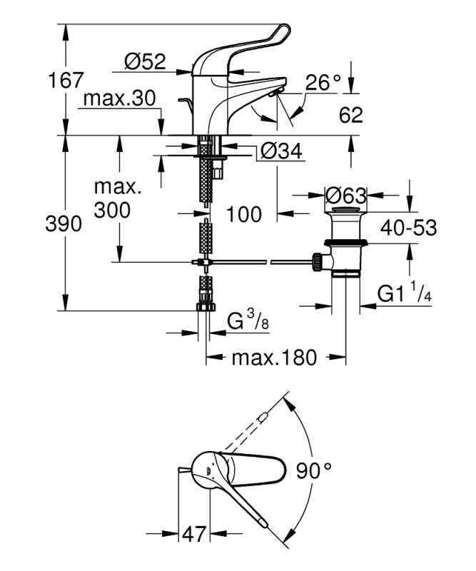 Grohe Euroeco Special Tek Kumandalı Lavabo Bataryası - 32788000 - 3