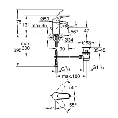 Grohe Euroeco Tek Kumandalı Bide Bataryası
S - Boyut - 23263000 - 2