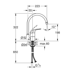 Grohe Euroeco Tek Kumandalı Eviye Bataryası - 32752000 - 2