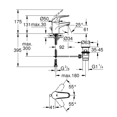 Grohe Euroeco Tek Kumandalı Lavabo Bataryası
S - Boyut - 23262000 - 2