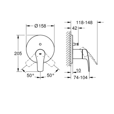 Grohe Eurosmart Ankastre Banyo/Duş Bataryası - 24043003 - 2