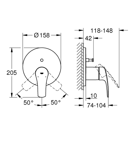 Grohe Eurosmart Ankastre Banyo/Duş Bataryası - 24043003 - 5