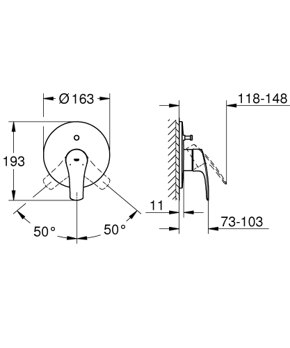 Grohe Eurosmart Ankastre Banyo/Duş Bataryası Mat Siyah - 194502433 - 5