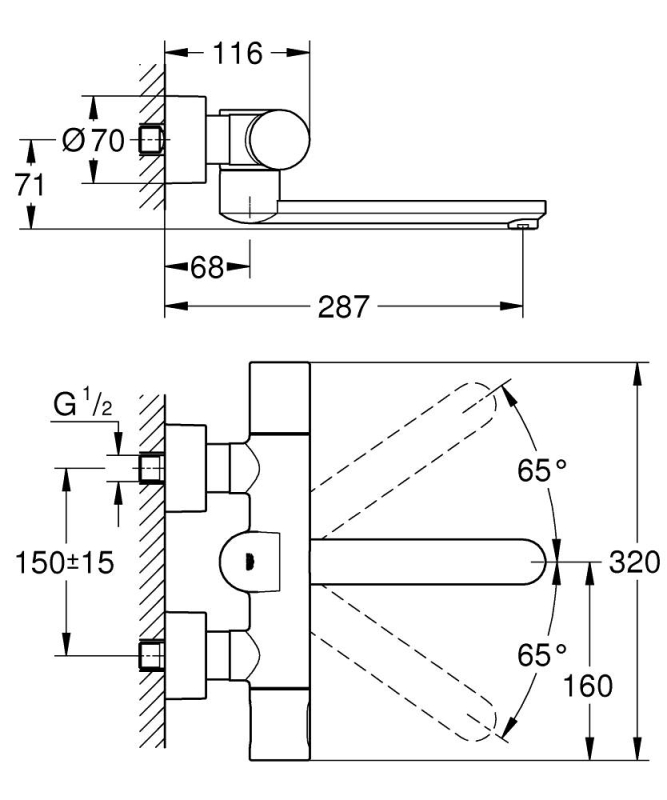 Grohe Eurosmart Cosmopolitan E Duvardan, Fotoselli Ve Termostatik
Sıcaklık Kontrollü Lavabo Bataryası - 36332000 - 3