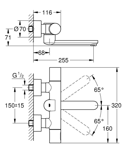 Grohe Eurosmart Cosmopolitan E Duvardan, Fotoselli Ve Termostatik
Sıcaklık Kontrollü Lavabo Bataryası - 36333000 - 3