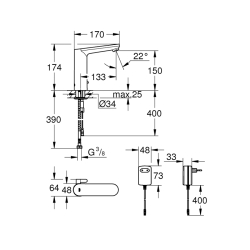 Grohe Eurosmart Cosmopolitan E Fotoselli Lavabo Bataryası, 1/2