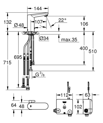 Grohe Eurosmart Cosmopolitan E Powerbox - 36386001 - 3