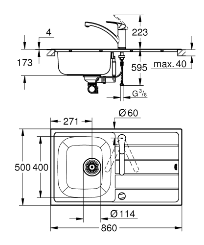 Grohe Eurosmart Eviye Ve Batarya Seti - 31565Sd1 - 4