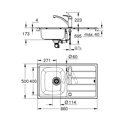 Grohe Eurosmart Eviye Ve Batarya Seti - 31565Sd1 - 2