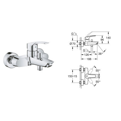 Grohe Eurosmart Sıva Üstü Set - 3