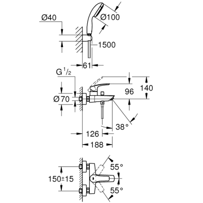 Grohe Eurosmart Tek Kumandalı Banyo Bataryası - 33302003 - 2