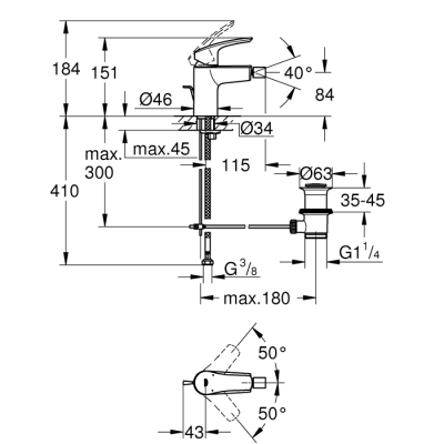 Grohe Eurosmart Tek Kumandalı Bide Bataryası
S - Boyut - 32929003 - 2