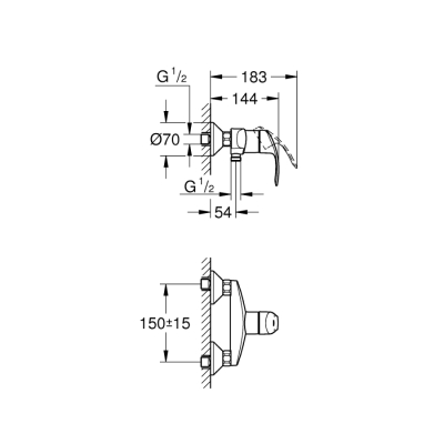 Grohe Eurosmart Tek Kumandalı Duş Bataryası - 33555002 - 2